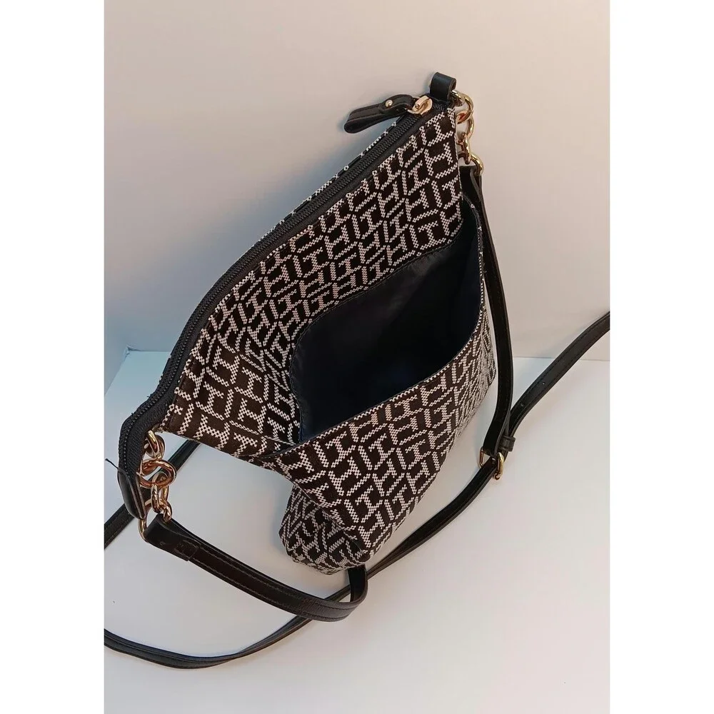 Tommy Hilfiger Monogram Canvas Crossbody Bag: Classic Preppy Shoulder Purse